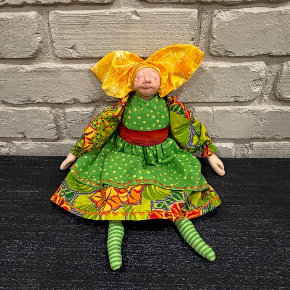 Handmade folk art doll with Whimsigoth, Cottagecore & Eclectic Grandma aesthetic